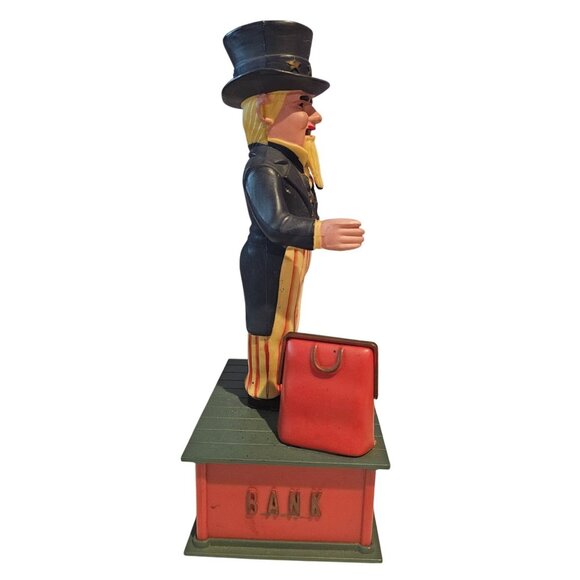 JSNY Uncle Sam Mechanical Coin Bank Vintage 1975 Hong Kong Plastic NO STOPPER - Picture 7 of 10